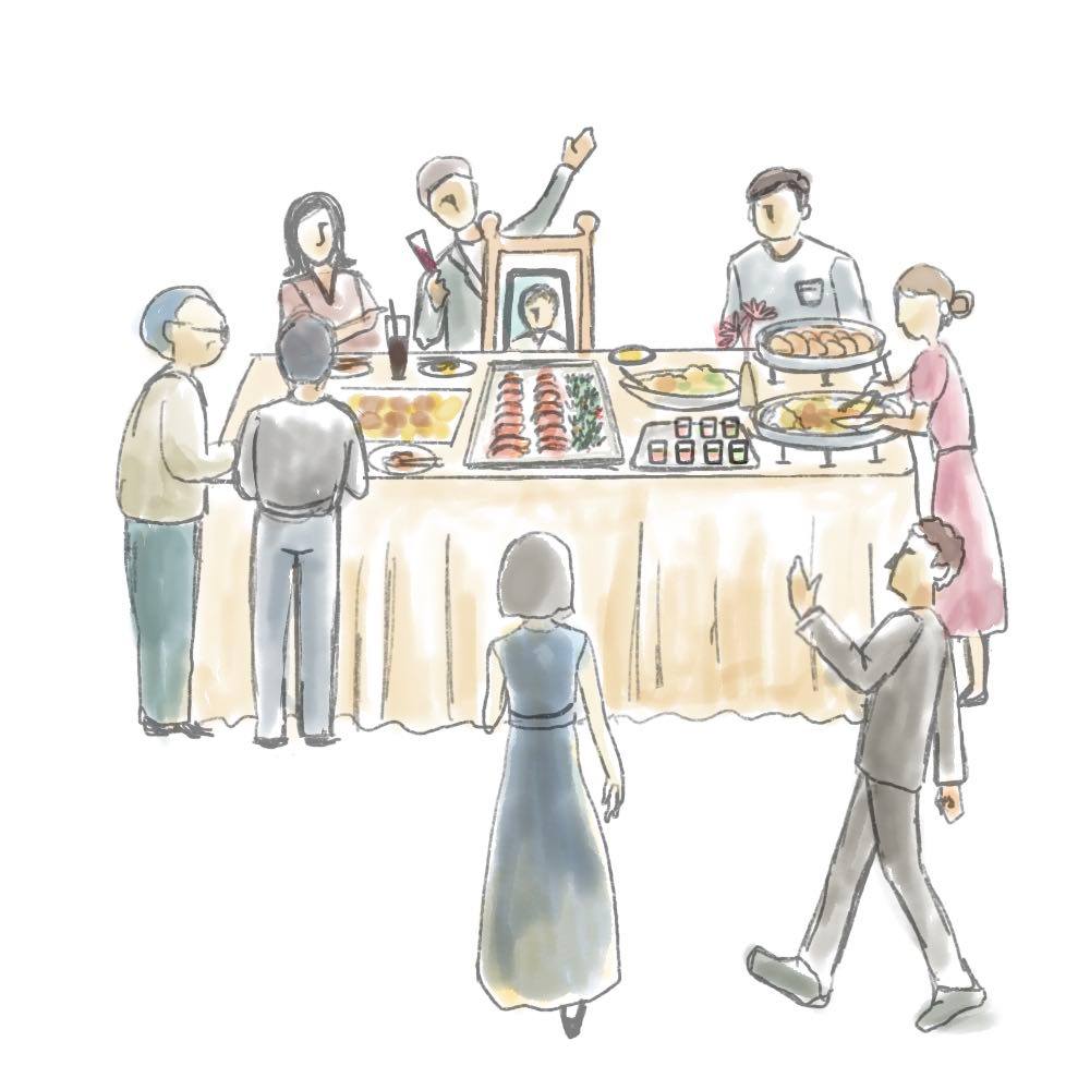 飲み会と音楽のイラスト