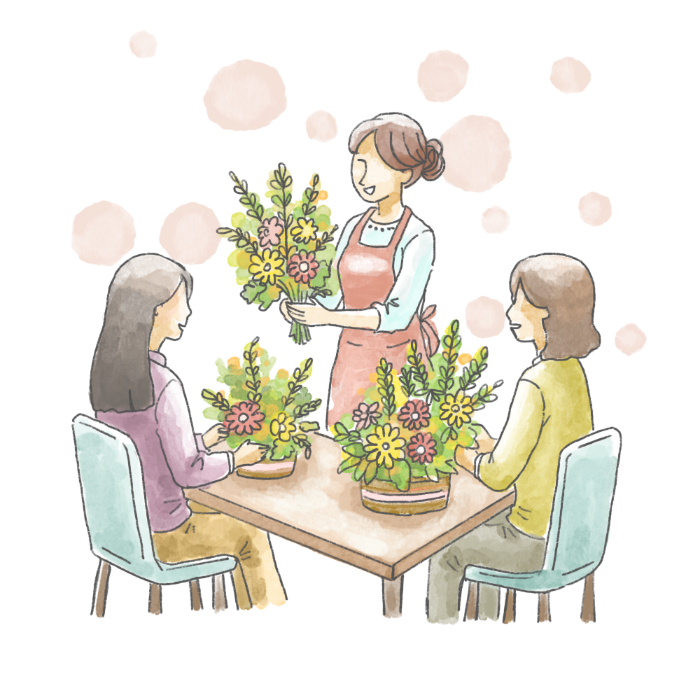 フラワーアレンジメント教室のイラスト