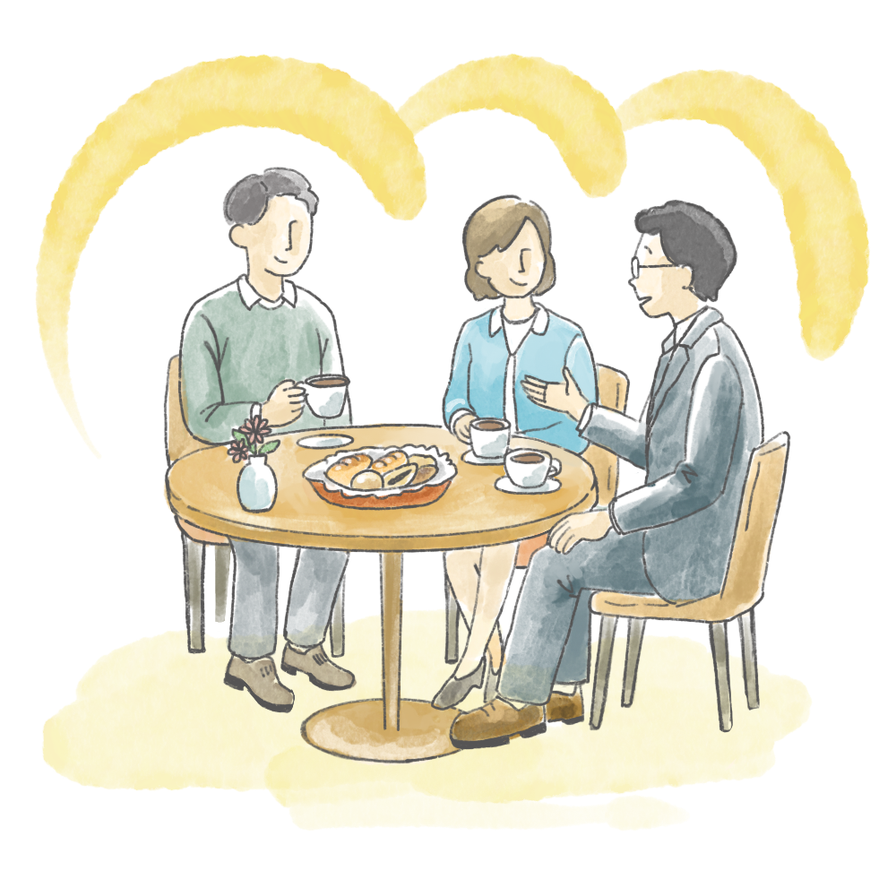 パンとコーヒーの相談会のイラスト